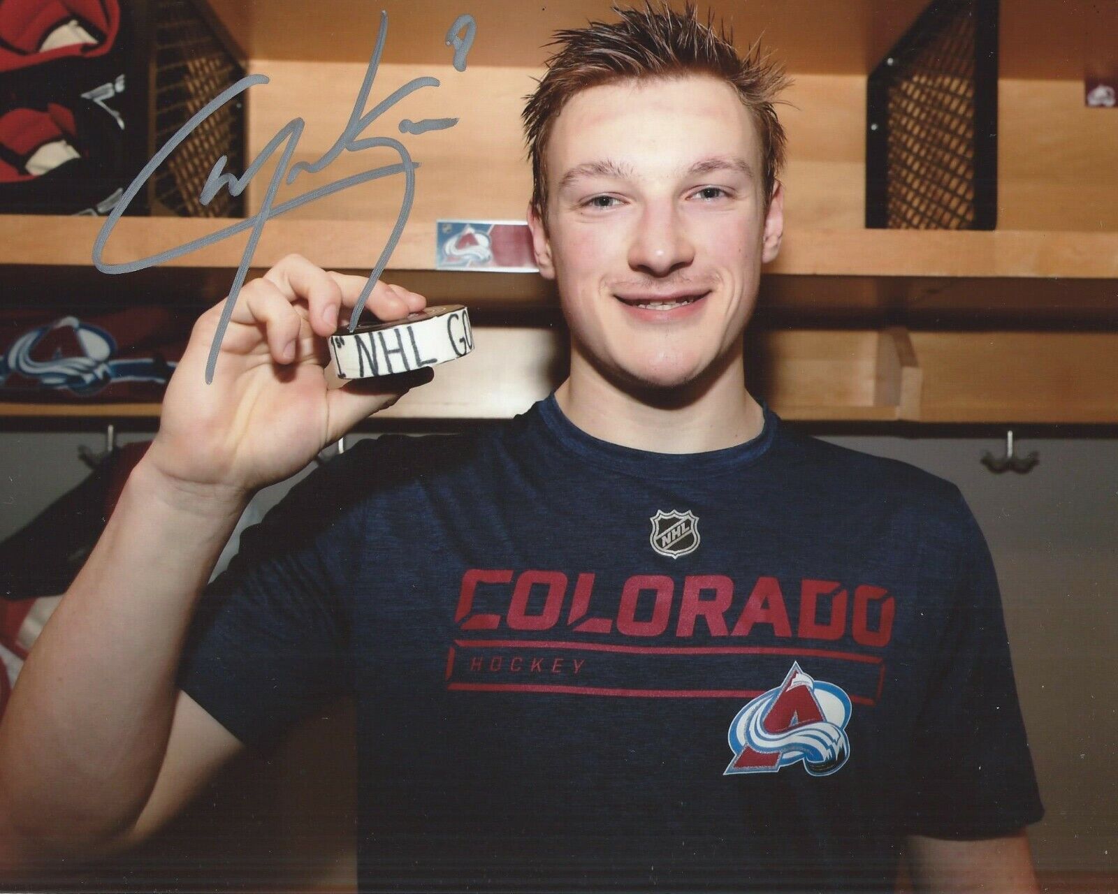 Cale Makar Signed 8x10 1st NHL Goal Photo Poster painting Colorado Avalanche Autographed COA