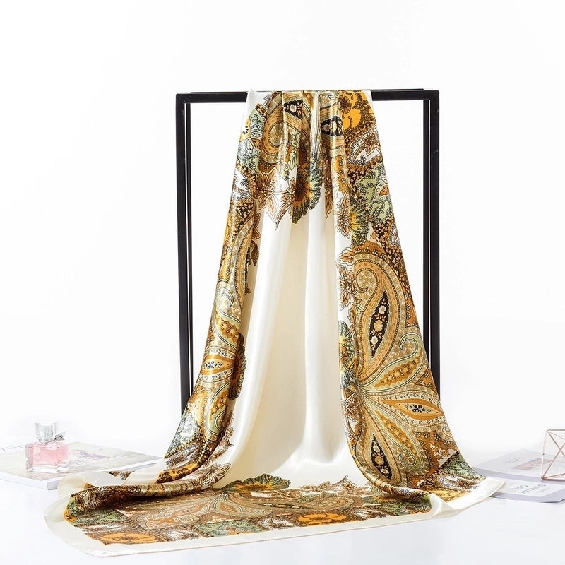 Women’s Minimalist Flower Satin Printing Scarves & Gloves