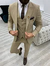 Lambrusco Cream Slim Fit Peak Lapel Striped Suit