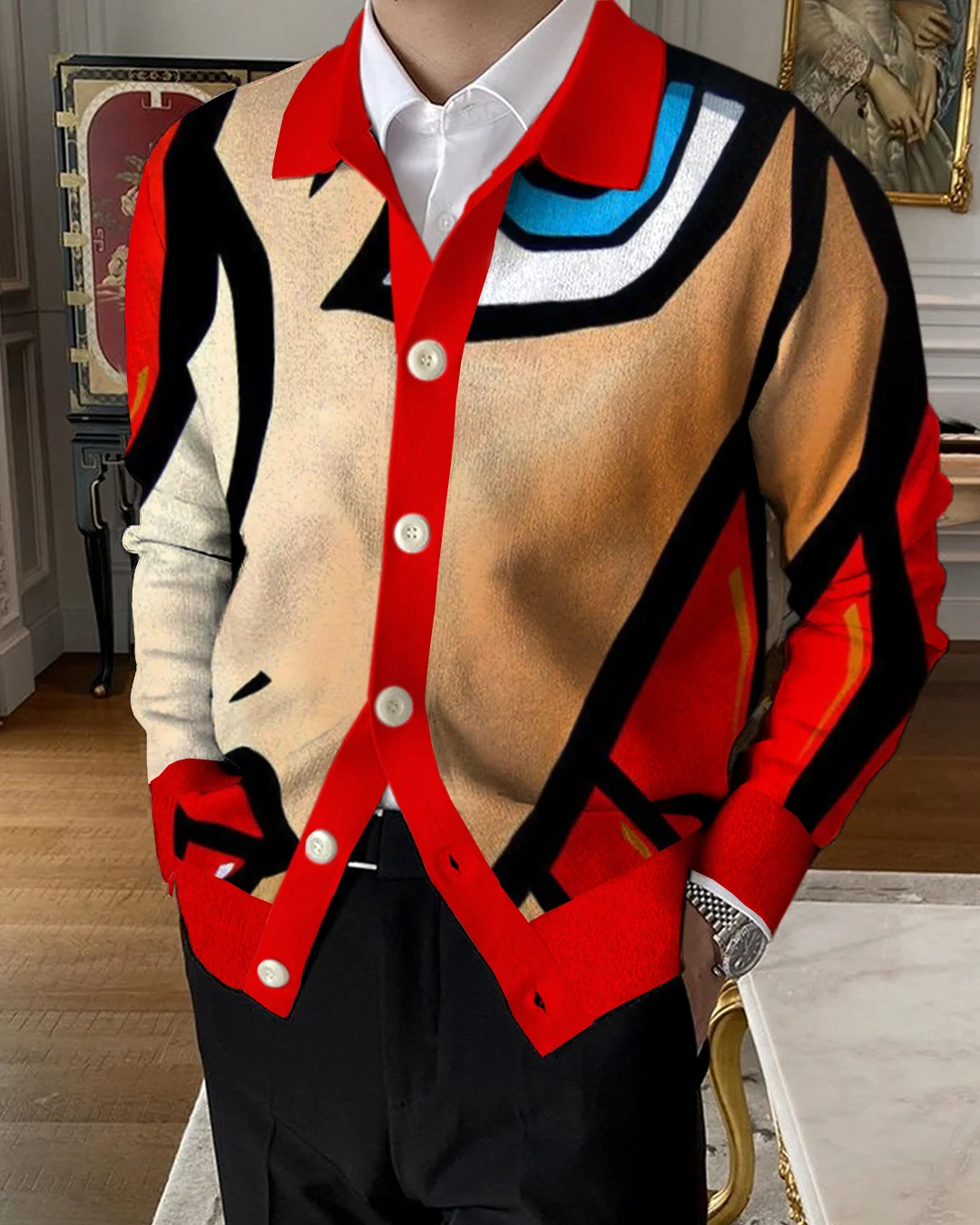 Men's Lapel Knitted Sweater Cardigan 4201