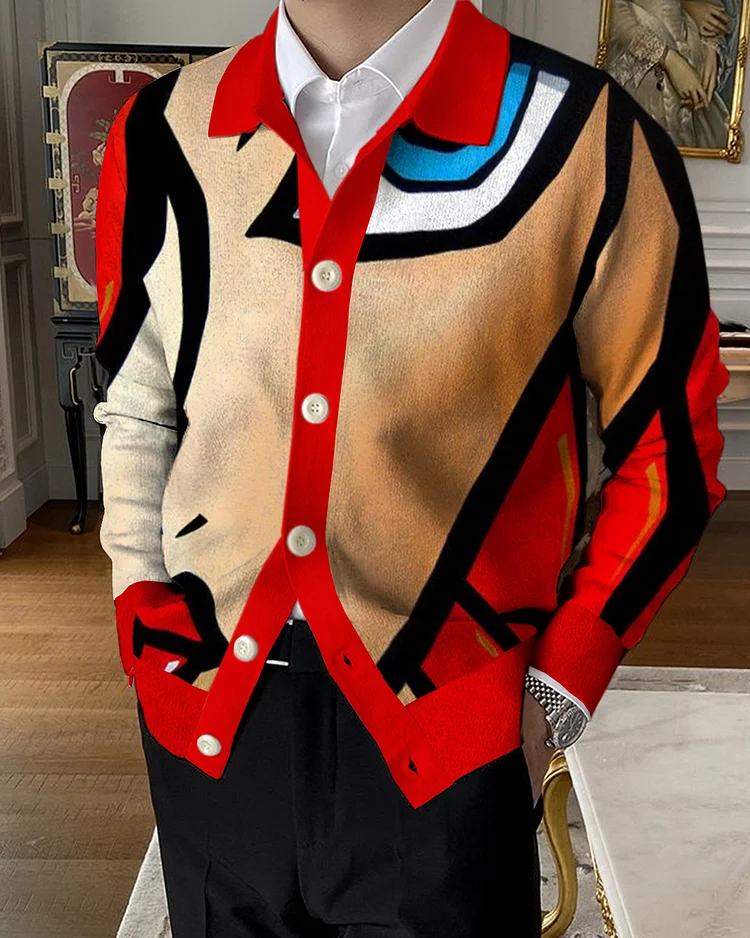 Men's Lapel Knitted Sweater Cardigan 4201