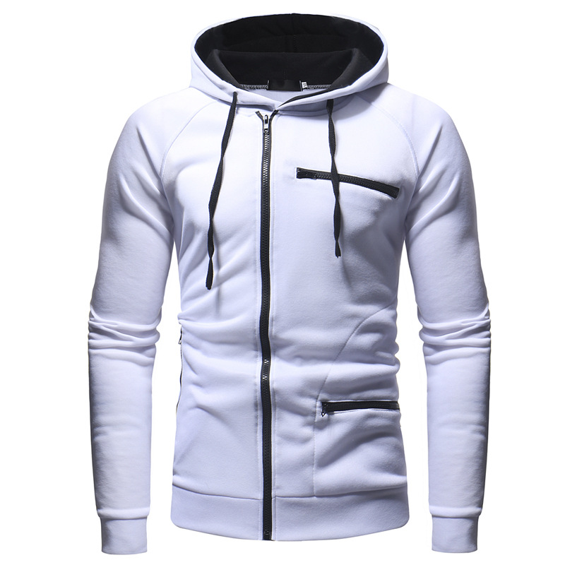 Men's Fashion Casual Solid Jacket Slim Fit Street Harajuku Zip Sports Hoodie