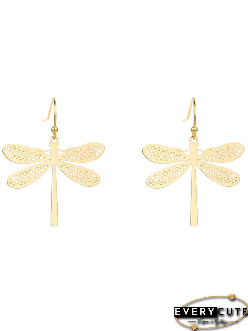 Vintage Casual Cutout Metal Dragonfly Earrings