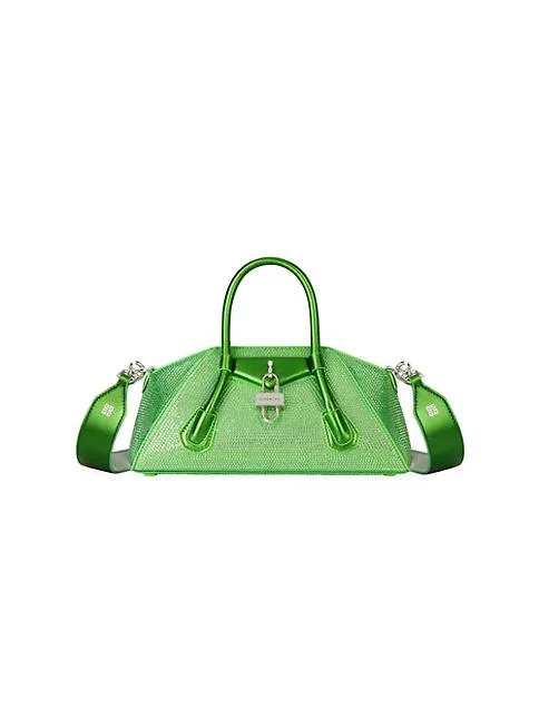 Givenchy Mini Antigona Stretch Top Handle Bag In Satin With Strass