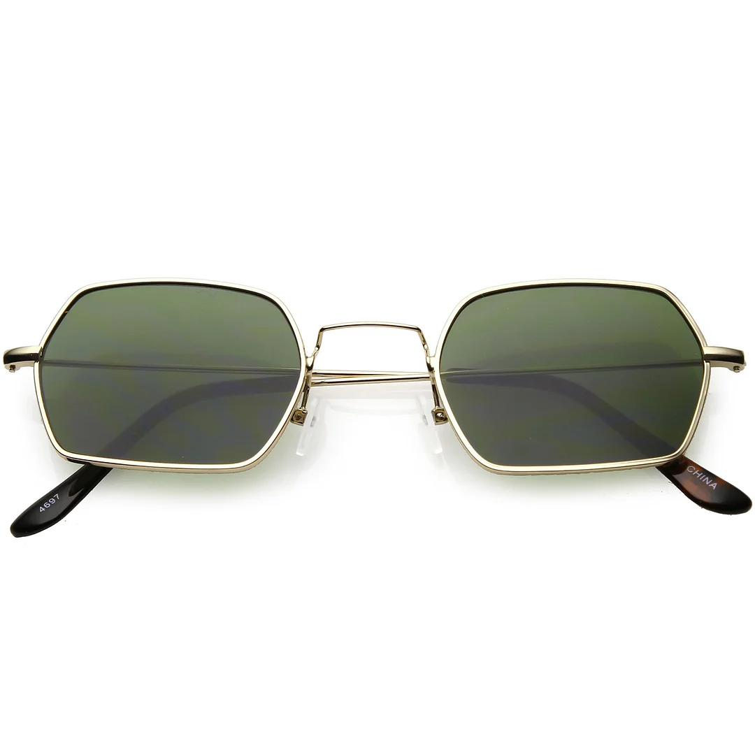 Geometric Hexagon glasses Ultra Slim Metal Neutral Colored Flat Lens 51mm