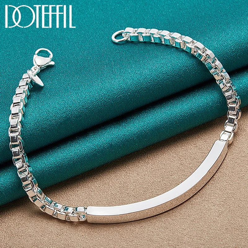 925 Sterling Silver 4mm Box Chain Bracelet For Man Women Jewelry