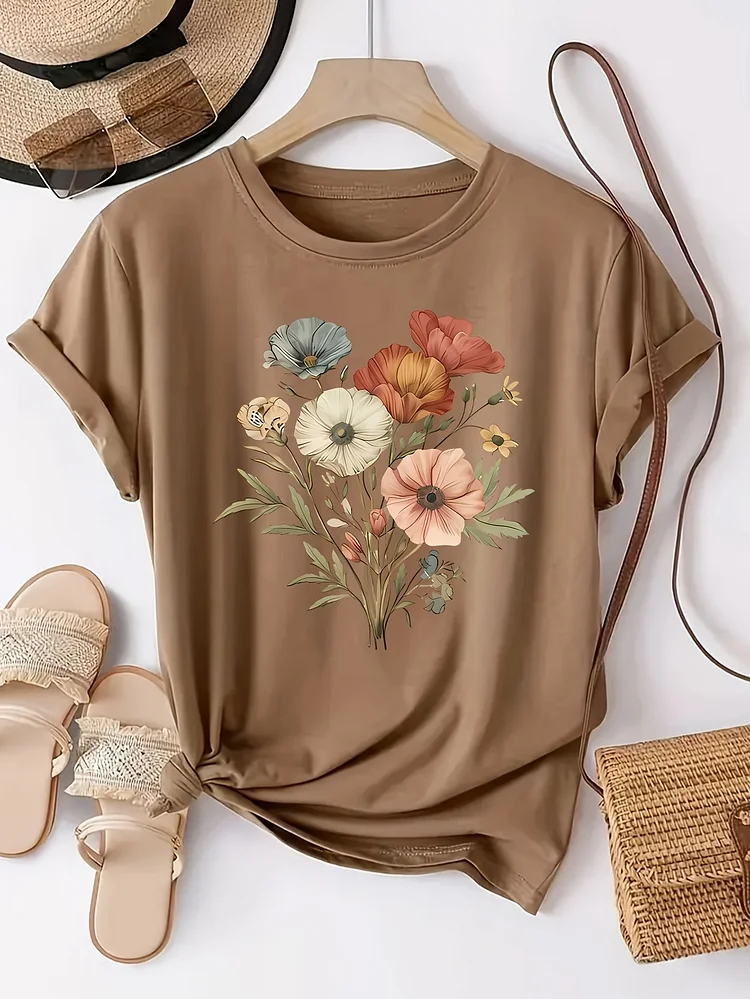 Creative Style Letter Pattern Printed T-Shirts, Casual T-Shirts With Short Sleeves And Spring And Summer Fashion Women's Tops T-Shirt