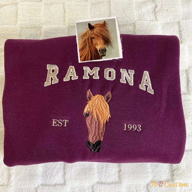 TOSCUSTOM™ Custom Embroidered Horse Hoodie EST 2025 Personalized Sweater Gift