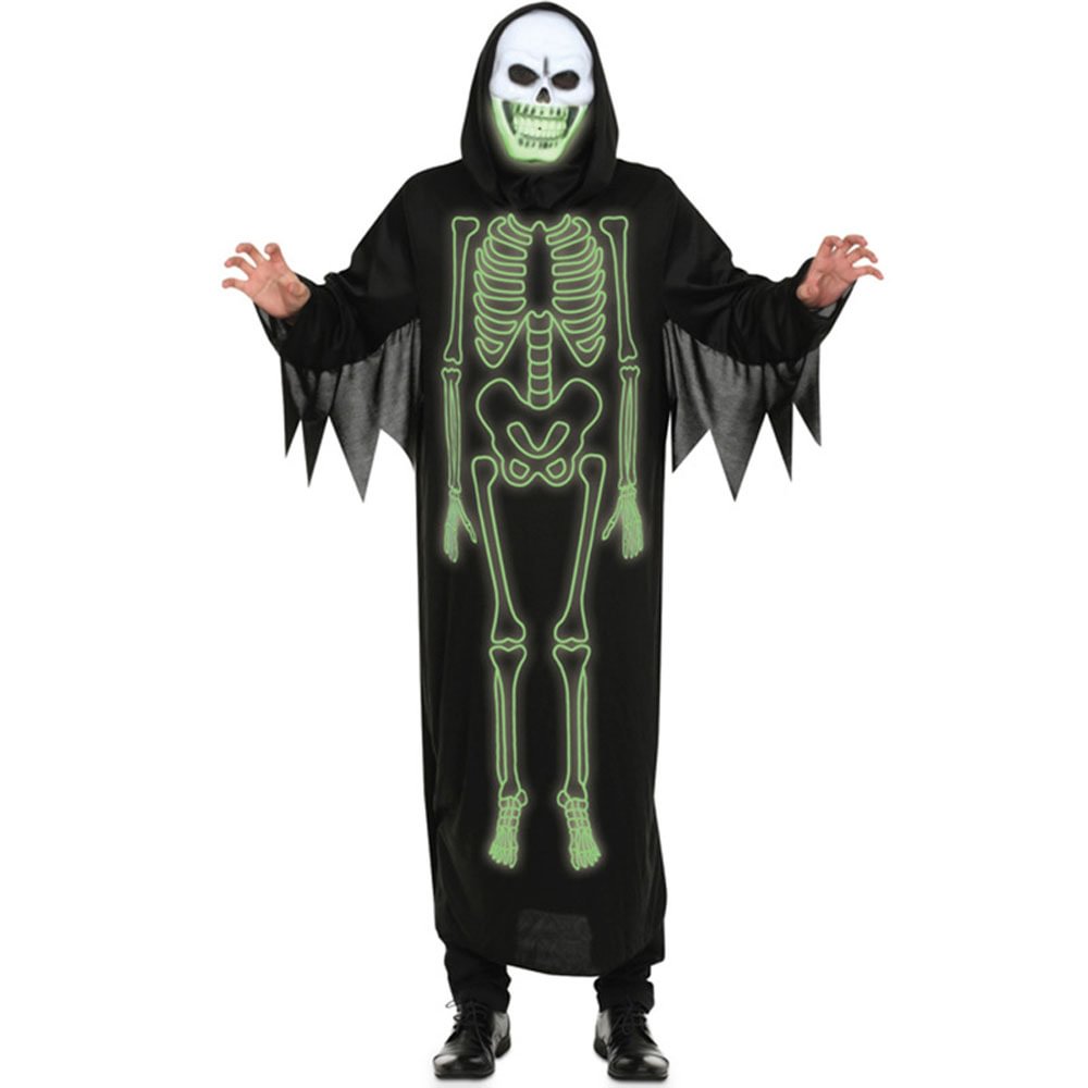 Halloween Cosplay Luminous Skeleton Cloak Ghost Zombie Costume-Pajamasbuy
