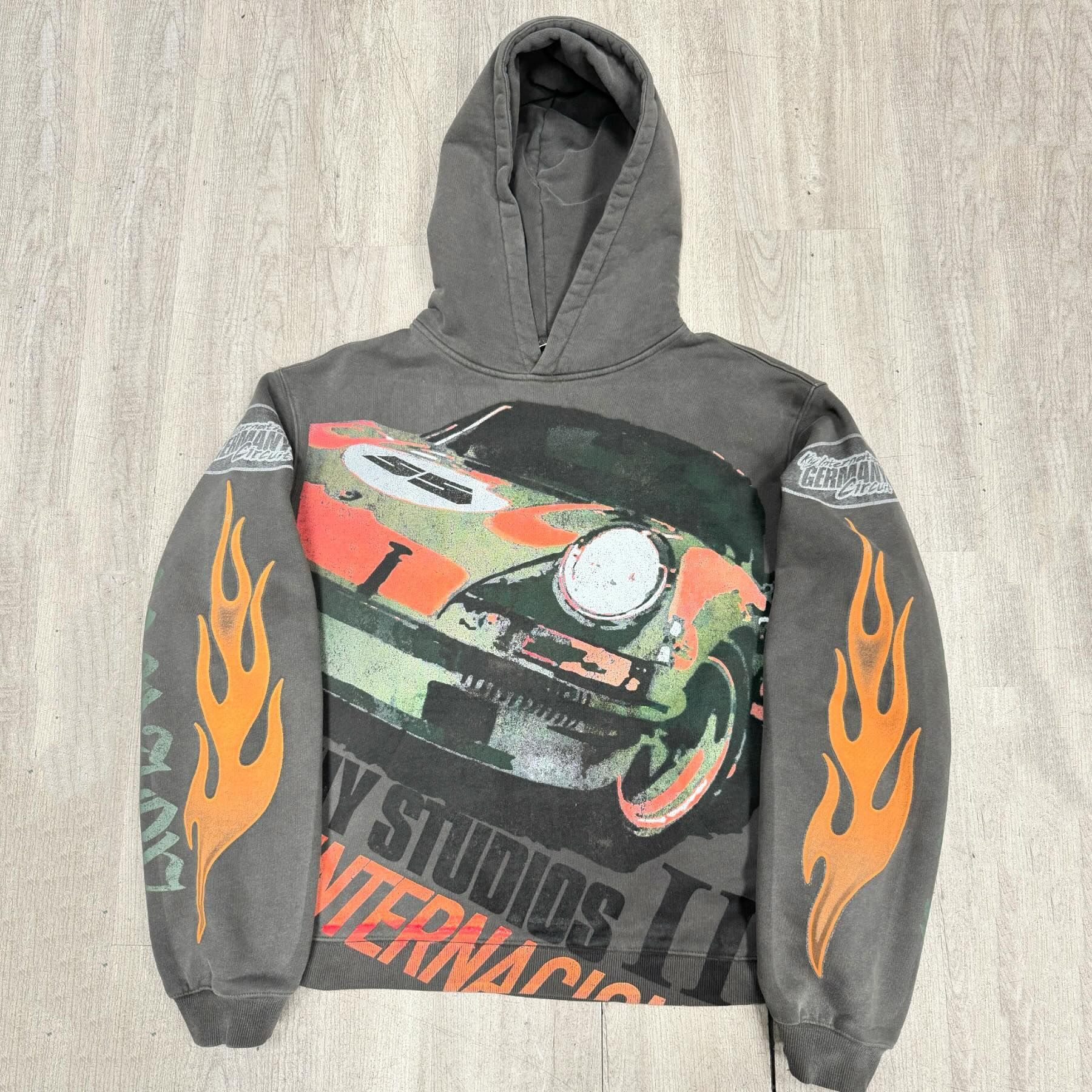 Personalized Racing Flame Print Long Sleeve Hoodies