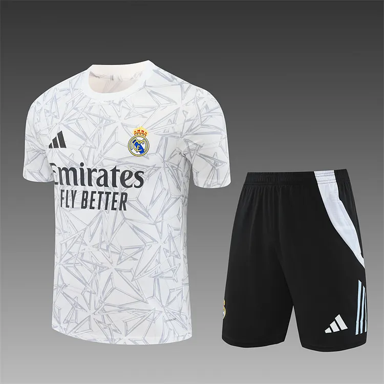 2024-25 Real Madrid white grey short sleeve training jersey
