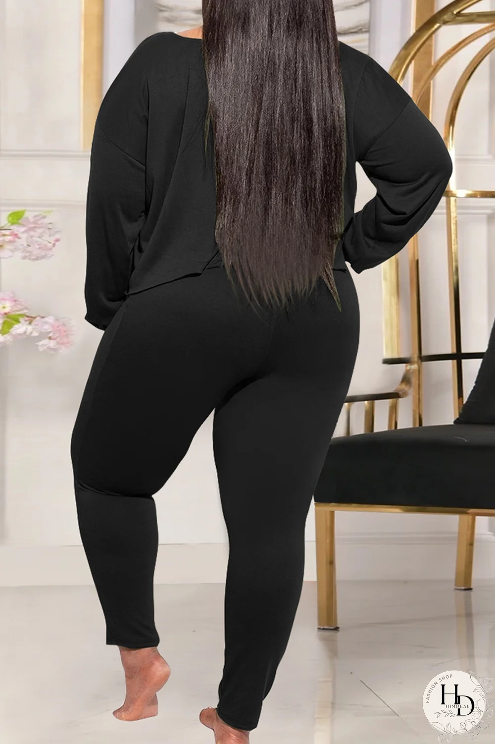 Yellow Casual Solid Split Joint O Neck Plus Size Two Pieces