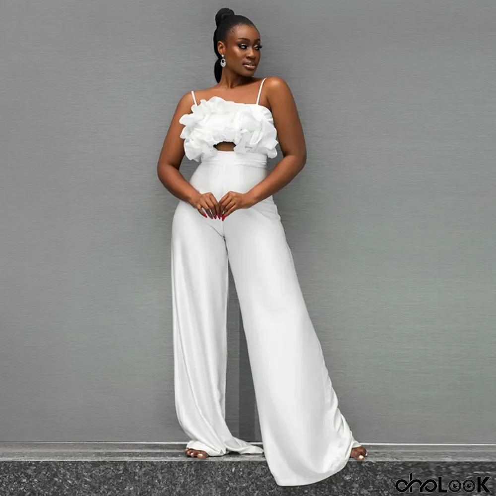 Women's Wide Leg Jumpsuit Women's Fashion Sexy Low Back Straps Jumpsuit