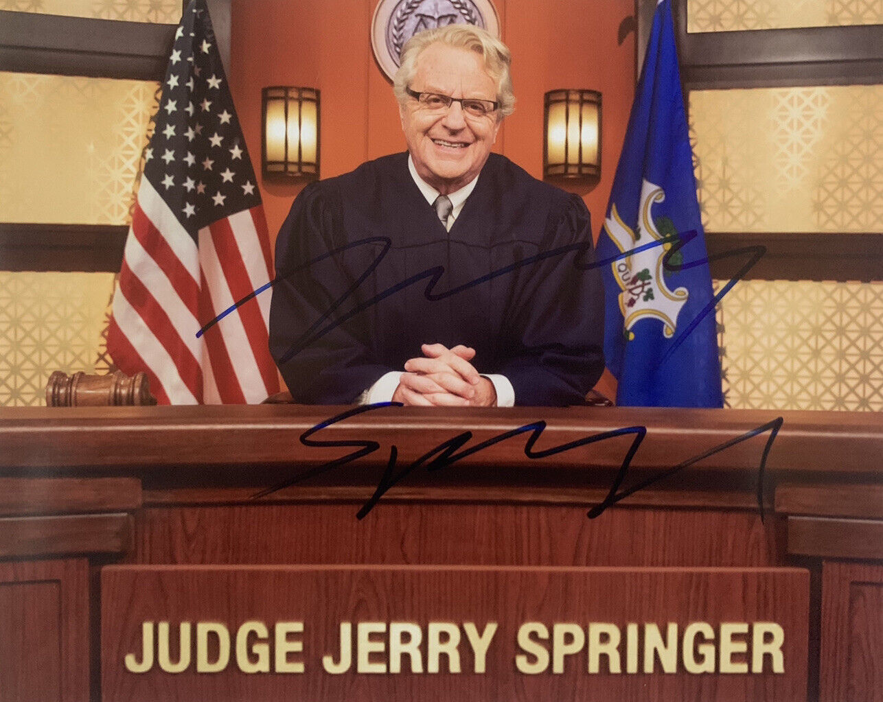 JUDGE JERRY SPRINGER HAND SIGNED 8x10 Photo Poster painting AUTHENTIC AUTOGRAPH HILARIOUS COA