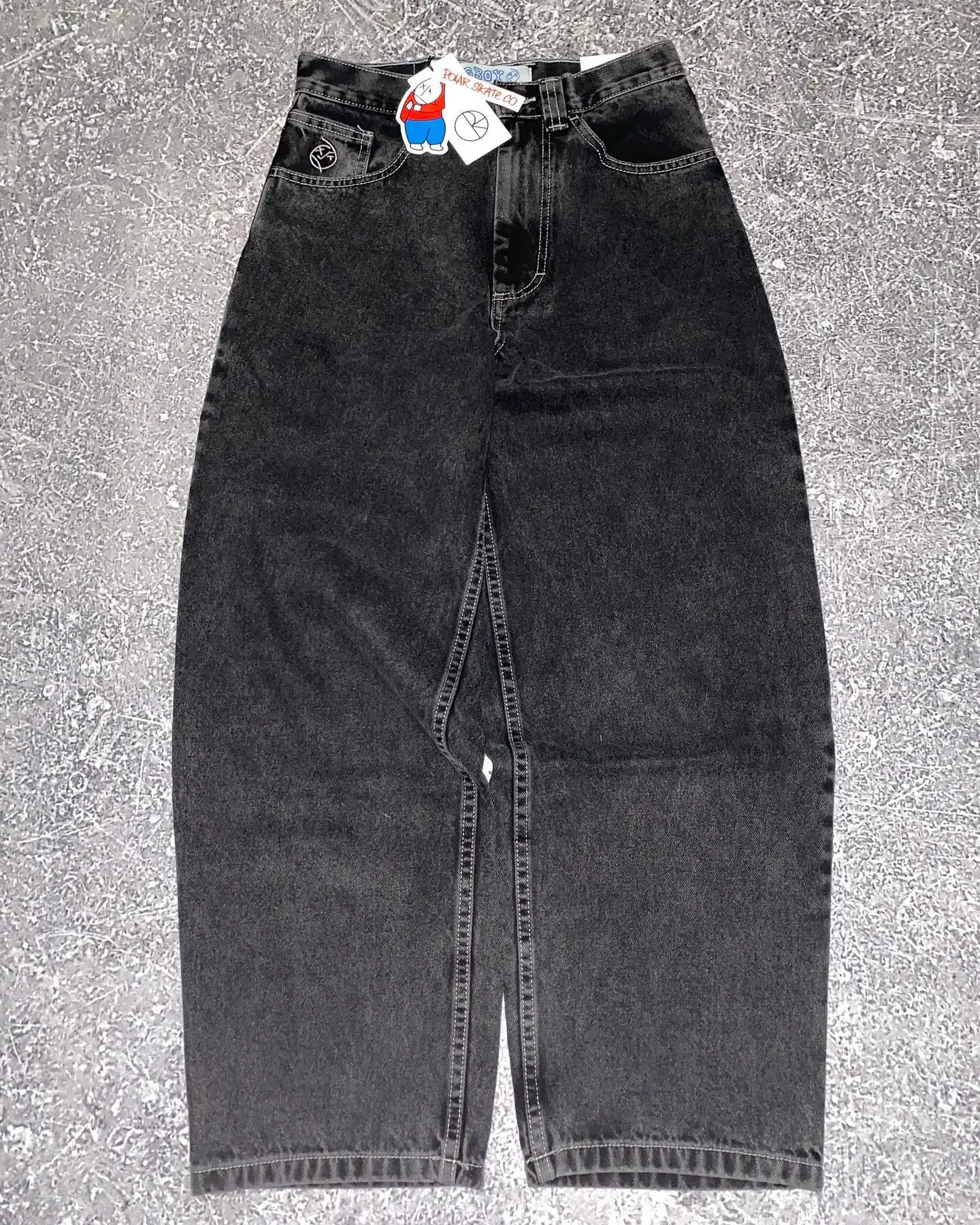 Bkdfamily picture day outfit highschool 2024 New American Harajuku Retro Straight High Waist Y2K Street Style Women Washed Blue Pockets Baggy Jeans Gothic Wide Pants