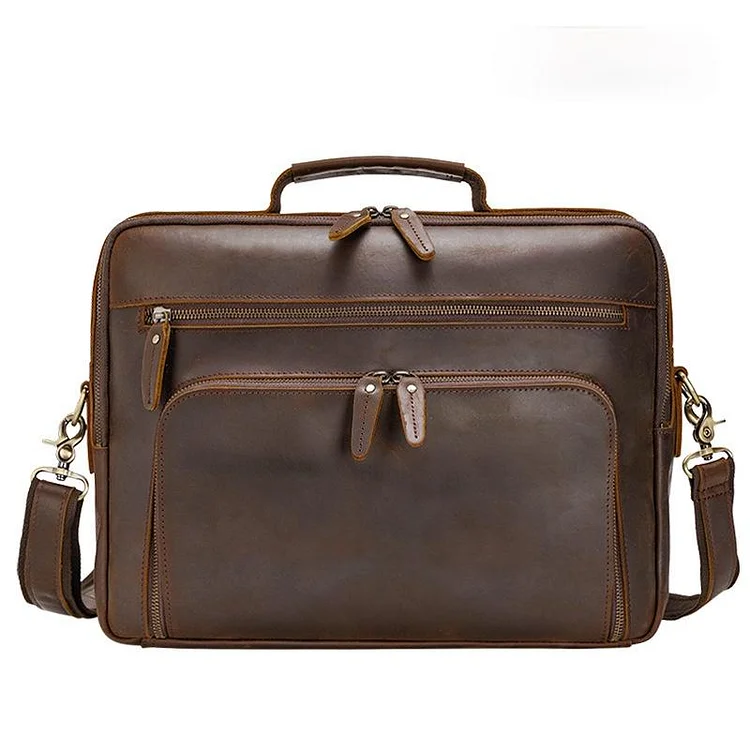 Retro Handmade Leather 15.6" Briefcase Laptop Bag