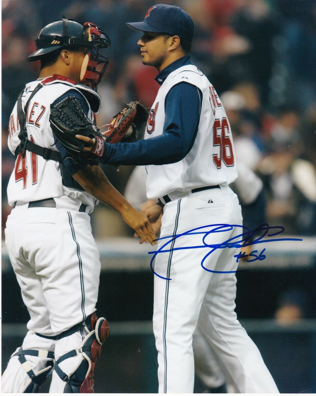 FERNANDO CABRERA CLEVELAND INDIANS ACTION SIGNED 8x10