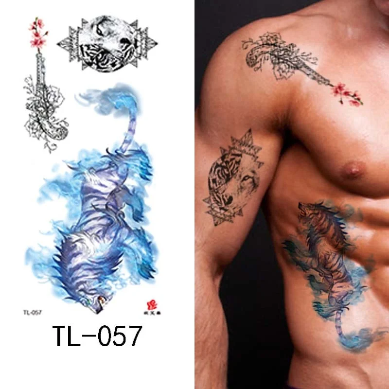 Flower arm waterproof tattoo stickers half arm painted animal durable waterproof European and American temporary tattoo stickers