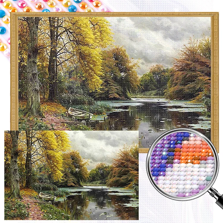 Landscape 60*40CM (Canvas) AB Round Drill Diamond Painting gbfke