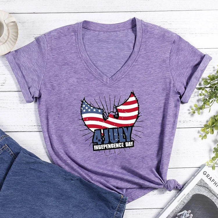 American Independence Day V-neck T Shirt-Annaletters