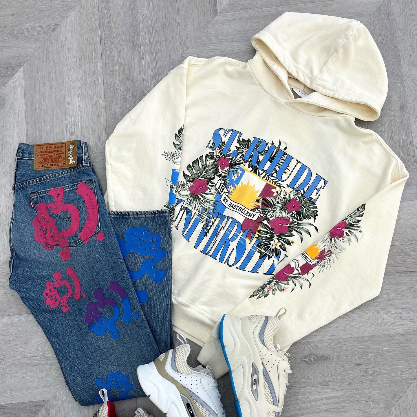 Rhude Graphic-print Cotton Long Sleeve Hoodie