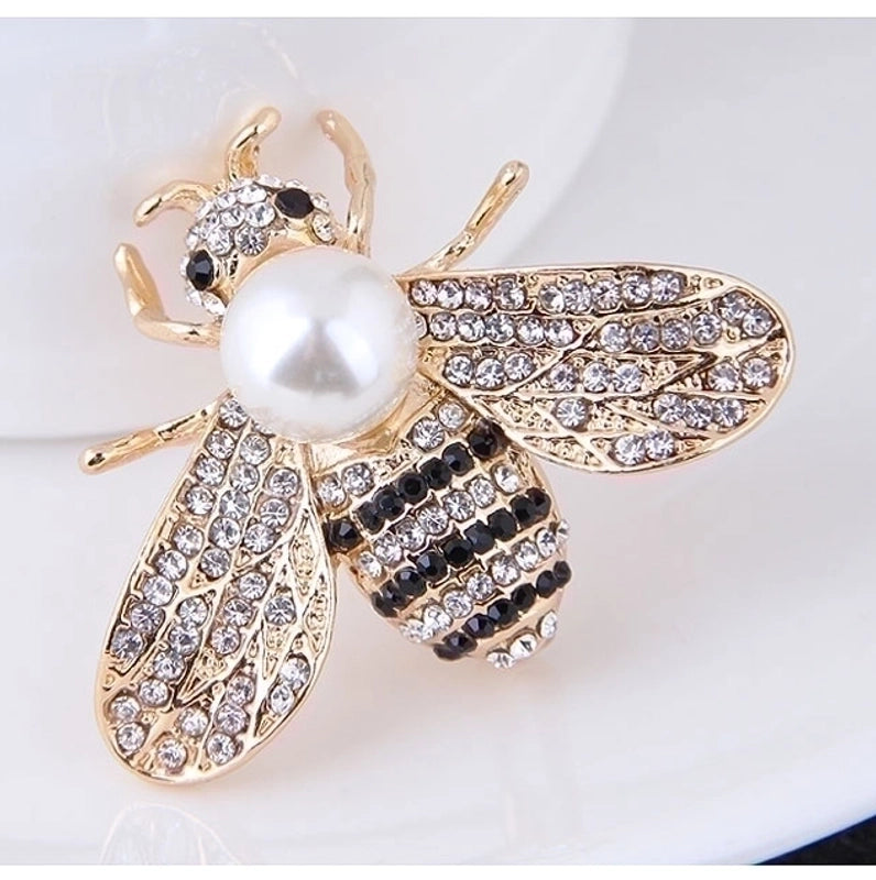 Fashion Bee Alloy Inlay Artificial Pearls Rhinestones Women’s Brooches
