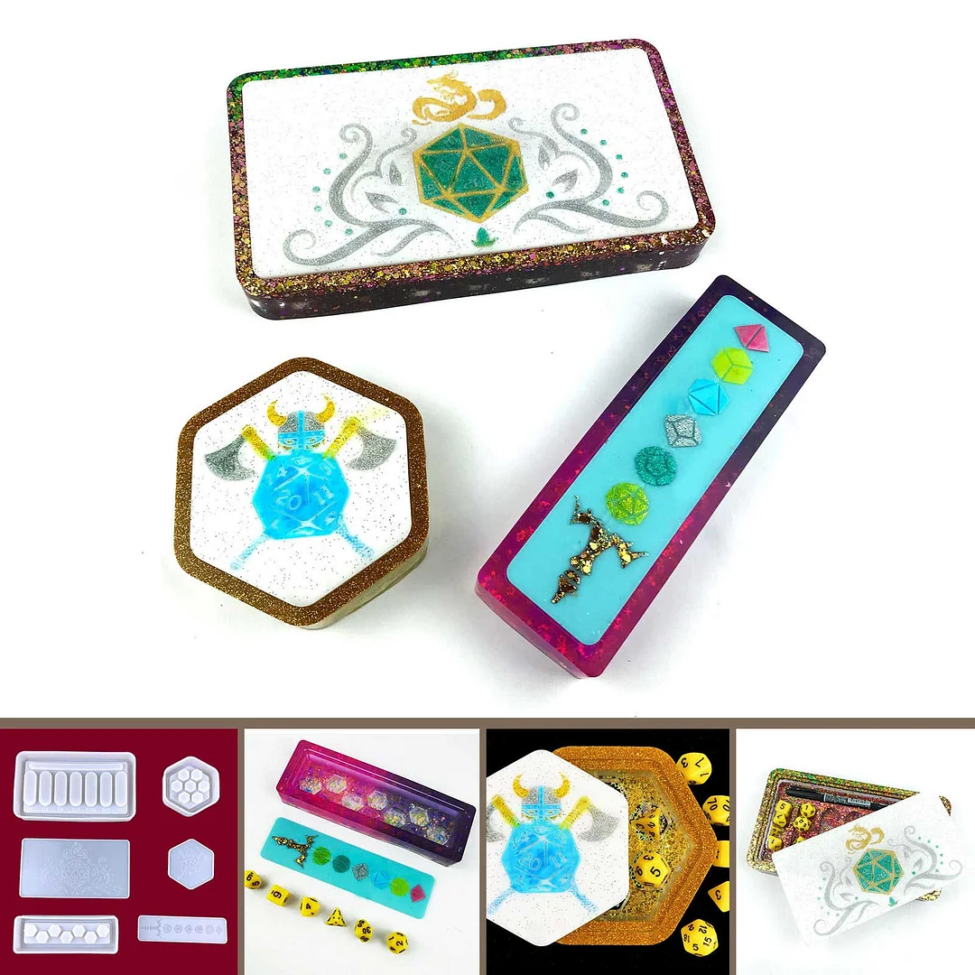 Silicone Dice Storage Box Molds for Resin