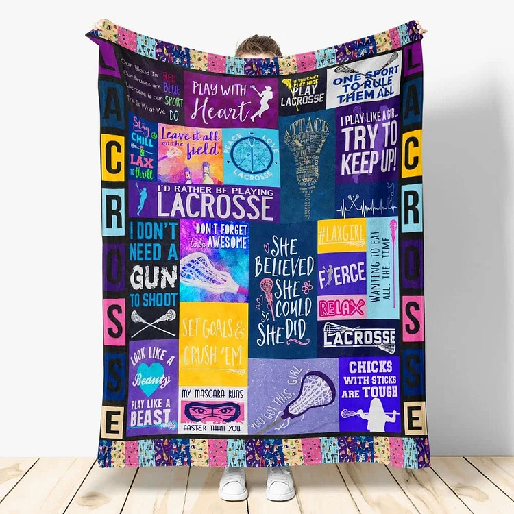 Personalized Lovely Lacrosse Blanket for Comfort & Unique | BKKid44[personalized name blankets][custom name blankets]