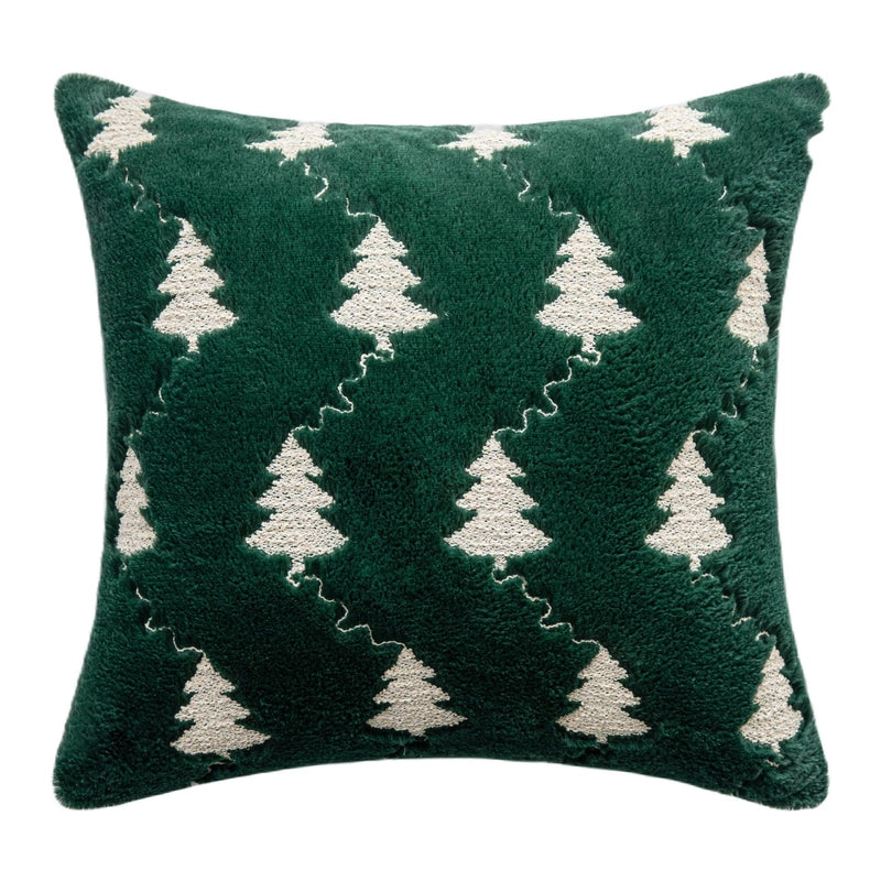 Christmas Pillow Case Plush Snowflake Christmas Tree Embroidered Hair Living Room Sofa Cushion Holiday Party Decorative Pillow Case