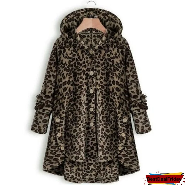 New Women's Fashion Warm Jacket Autumn Winter Casual Plush Fleece Hooded Coat Loose Cardigan Sweater Winter Hoody Tops Plus Size