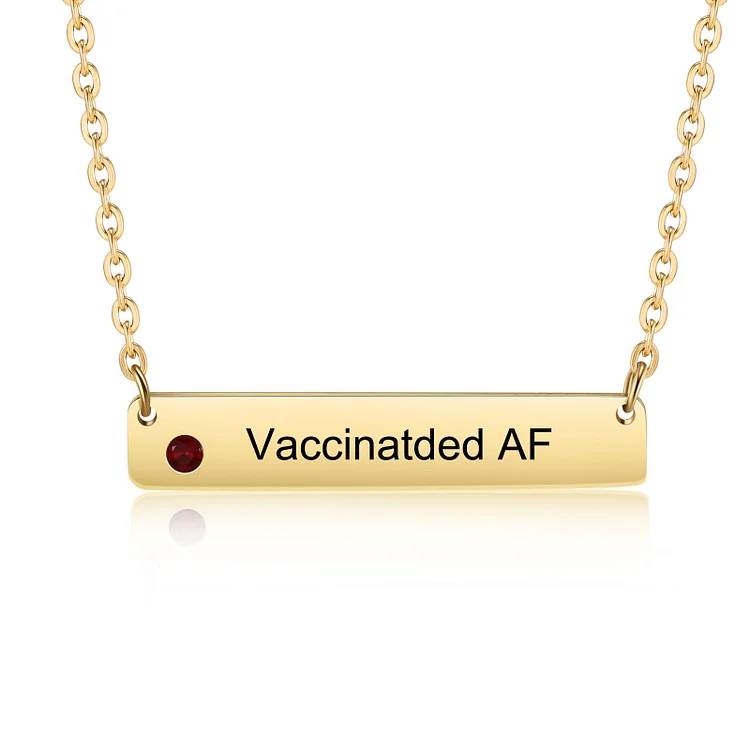 Personalized Vaccinated Necklace Custom 1 Birthstone Bar Necklace