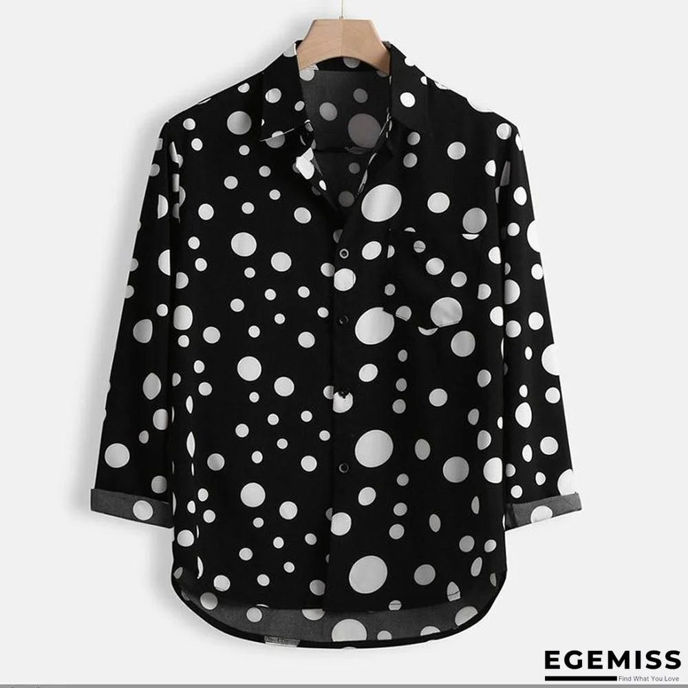 Men's Polka Dot Print Front Short Back Long Shirts | EGEMISS