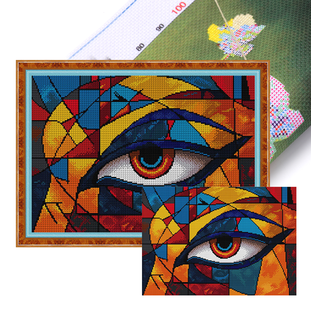 Eye Full 14CT Pre-stamped Canvas(41*31cm) Cross Stitch(backstitch)