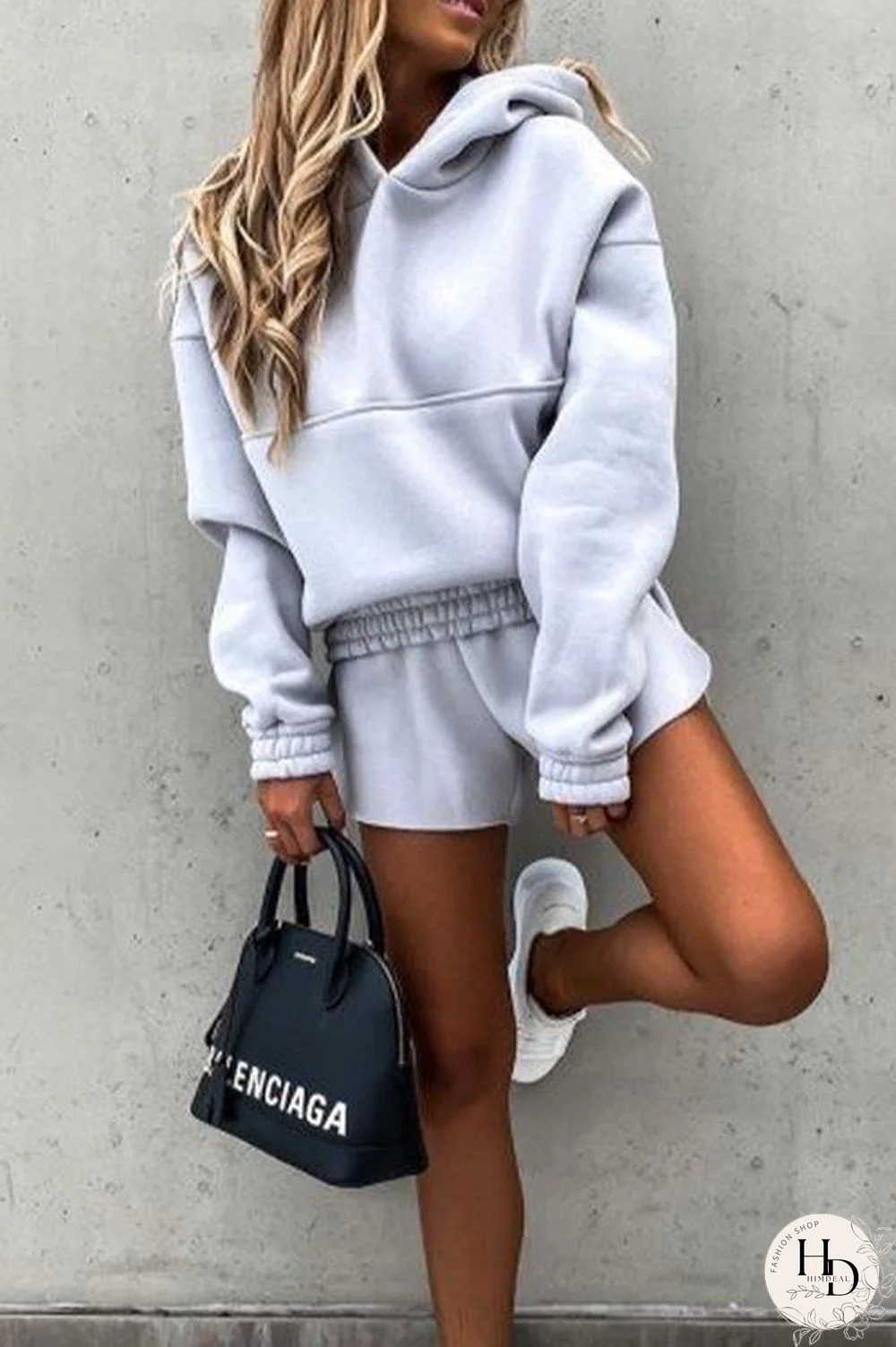 Elastic Waisted Hoodies and Shorts Tracksuit Sets