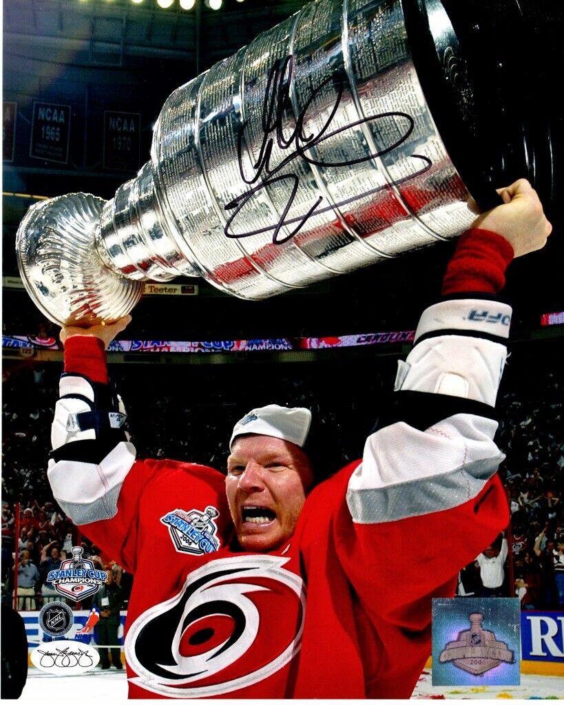 Glen Wesley Signed Carolina Hurricanes 8x10 inch Photo Poster painting - JSA Sticker of Aproval