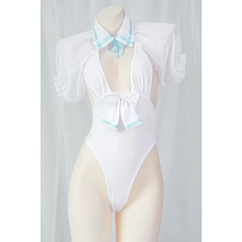 Kawaii White Blue Bikini Style Lingerie Set ON88