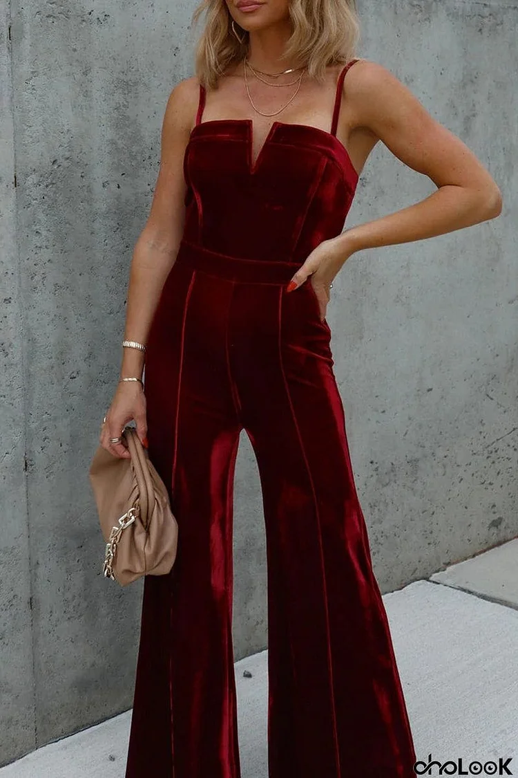 Sexy Elegant Solid Solid Color Spaghetti Strap Regular Jumpsuits