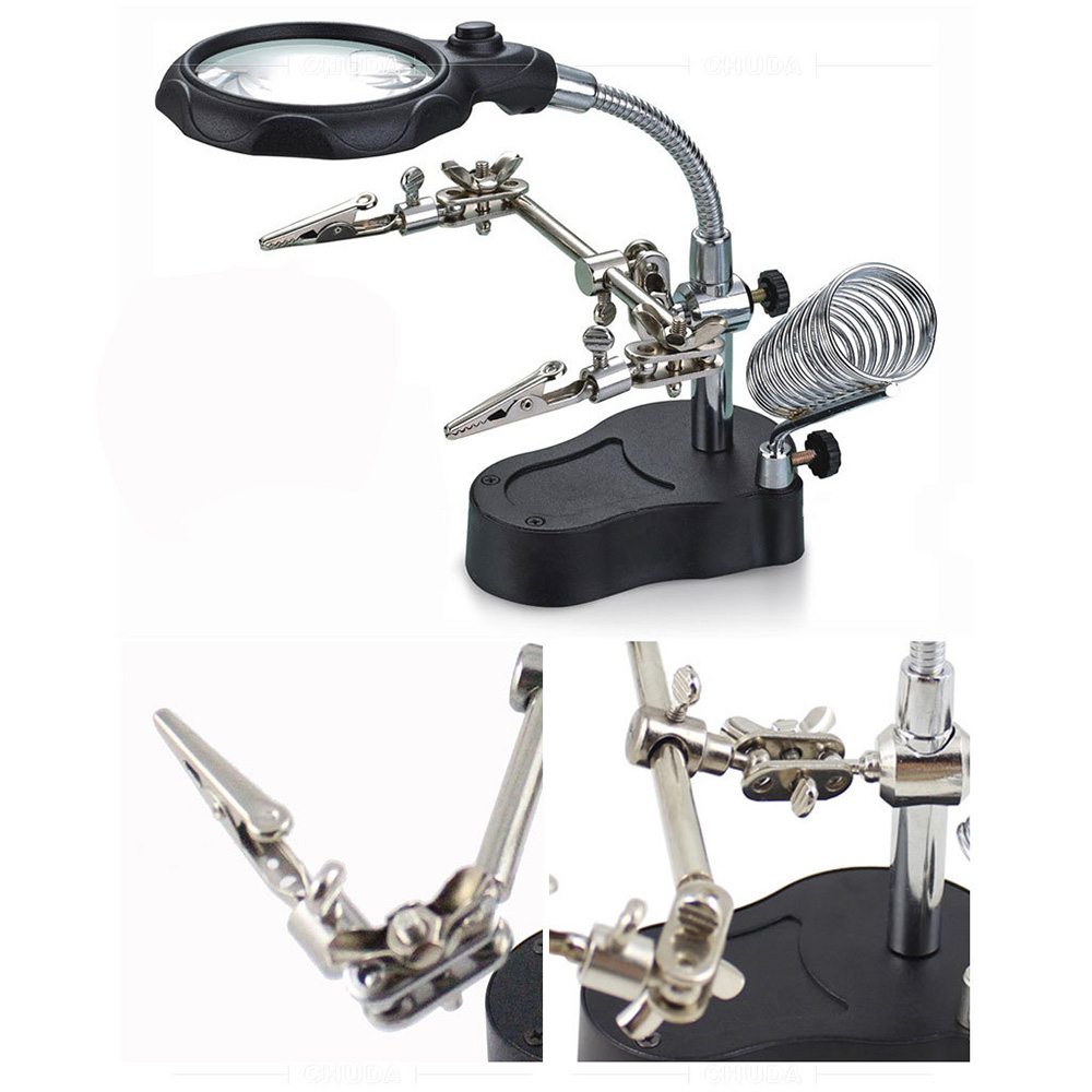 Likron Watches 35X 12X LED Soldering Helping Hands Station with Magnifier