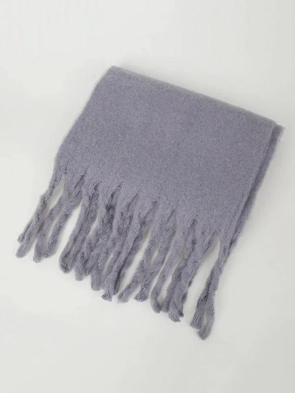 Keep Warm Solid Color Tasseled Thick Scarf