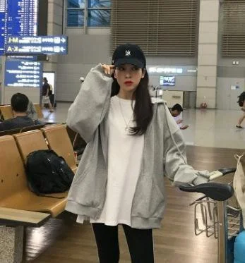 Harajuku Long Sleeve Zip Up Hoodies Women Spring Autumn Korean Fashion Female Clothes Jacket Top Oversized Hooded Sweatshirts