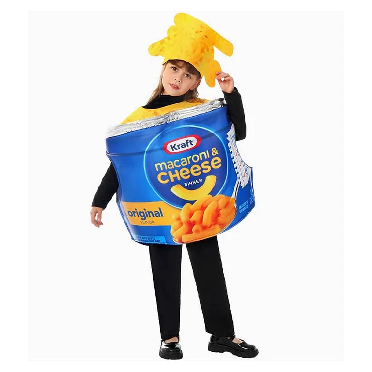 Kids Children Funny Food Cheese Macaroni Blue Outfits Cosplay Costume Carnival Suit