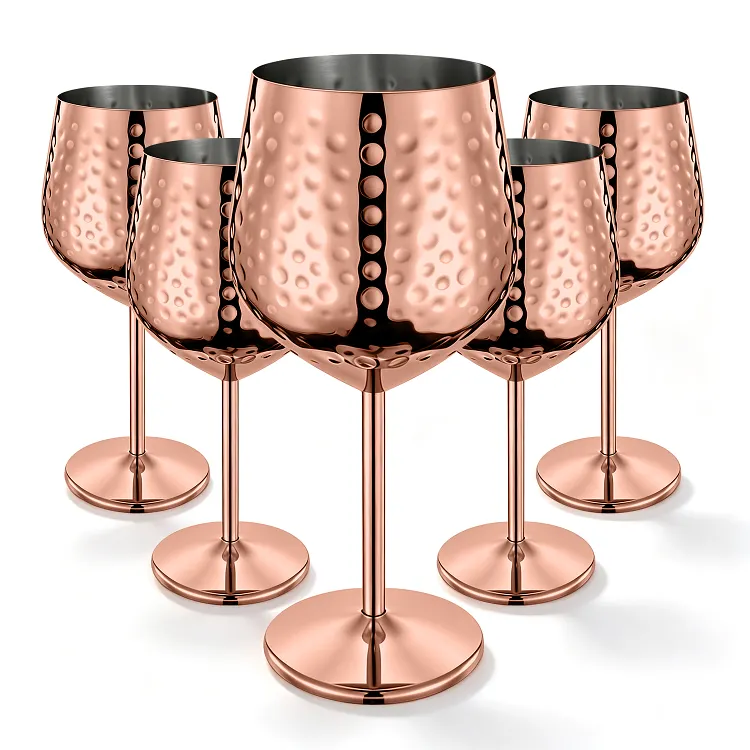 4-Piece Hammered Stainless Steel Goblet Set