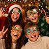 DIY Diamond Painting Christmas Glasses Frame No Lens 4pcs(Christmas happy)