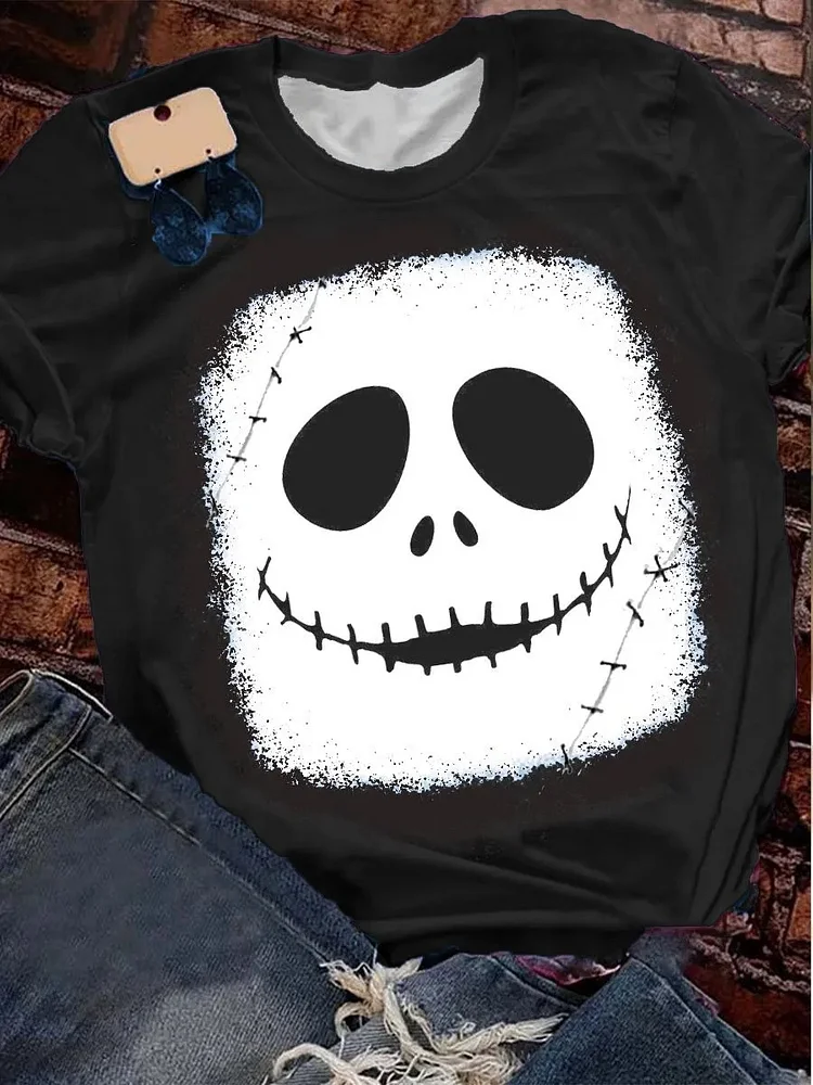 Plus Size Halloween Skull Printed Top T-Shirt VangoghDress