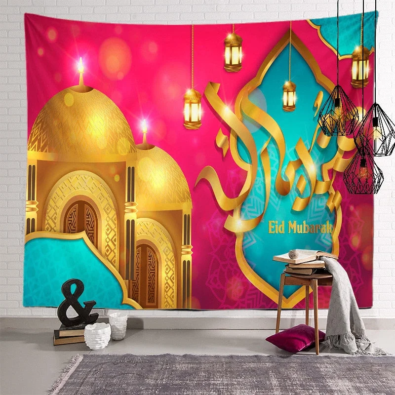 2021 Ramadan Decorations Home Tapestry Moon Star Eid Mubarak Wall Hanging Tapestries Decor Living Room Bedroom Background Decor