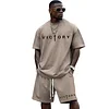 Men's Casual Sporty Cotton-Blend T-Shirt & Shorts Set With "Victory" Print by Inlyline