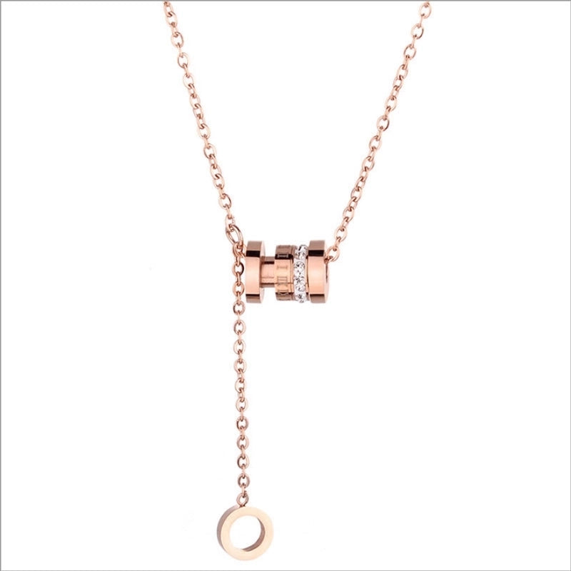 2 Pieces Minimalist Classic Style Geometric Titanium Steel Plating Pendant Necklace