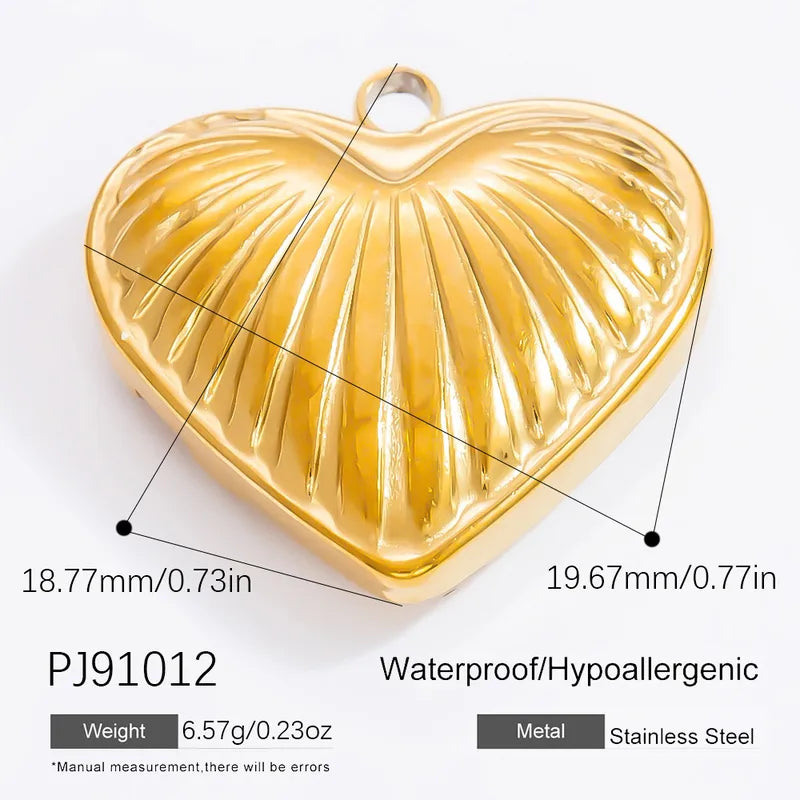 1 Piece 12.64*13.28mm 304 Stainless Steel Zircon 18K Gold Plated Heart Shape Pendant Jewelry Accessories