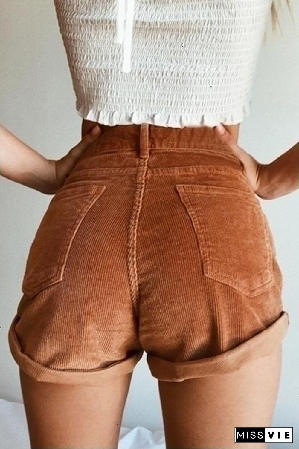 Corduroy High Waist Shorts