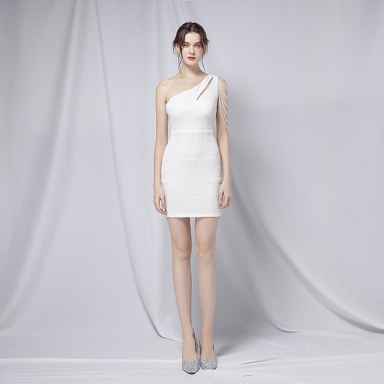 One Shoulder Sequin Mini Dress SF589